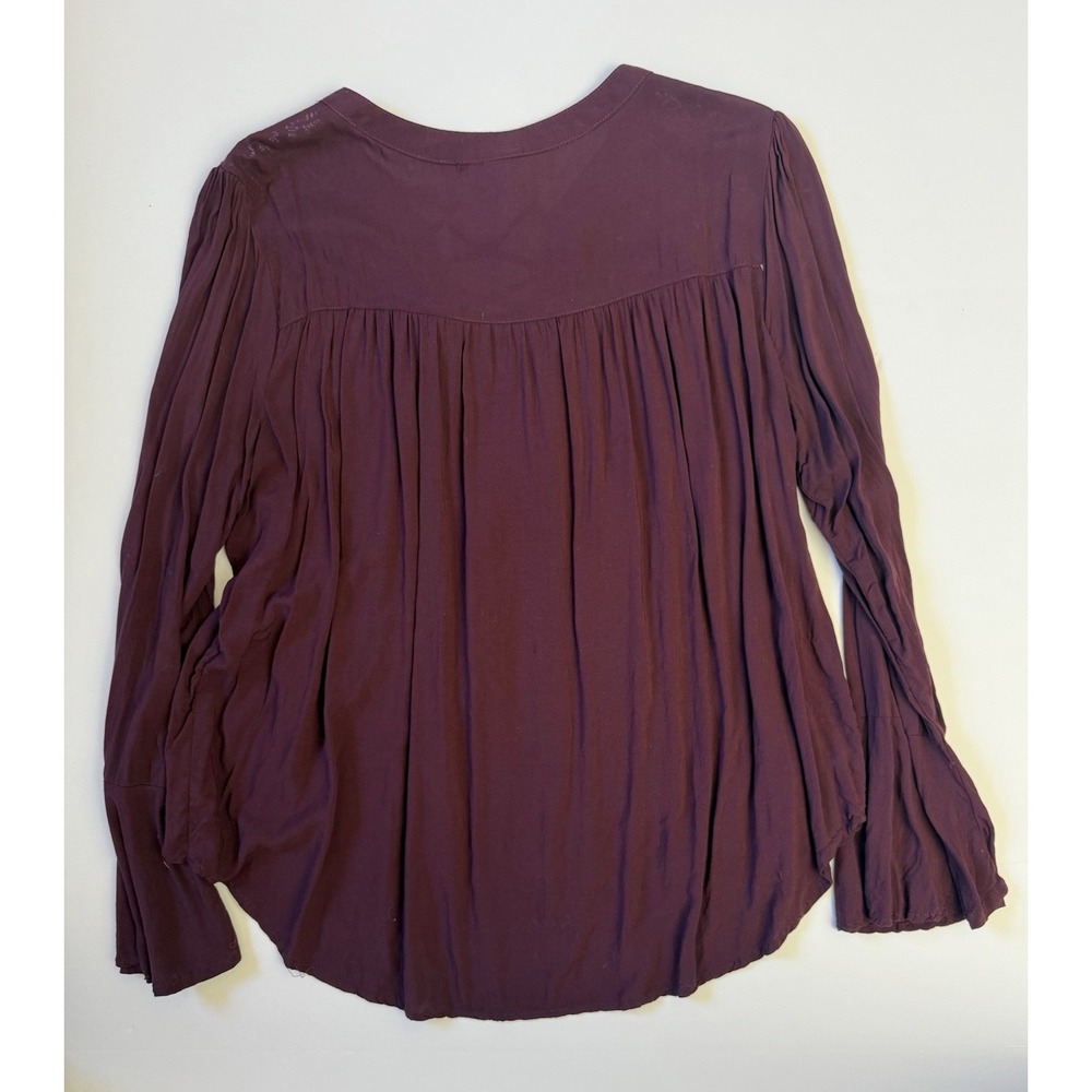 No Boundaries Dark Purple Lace Up Crochet Peasant Blouse XXL Boho - Picture 3 of 7